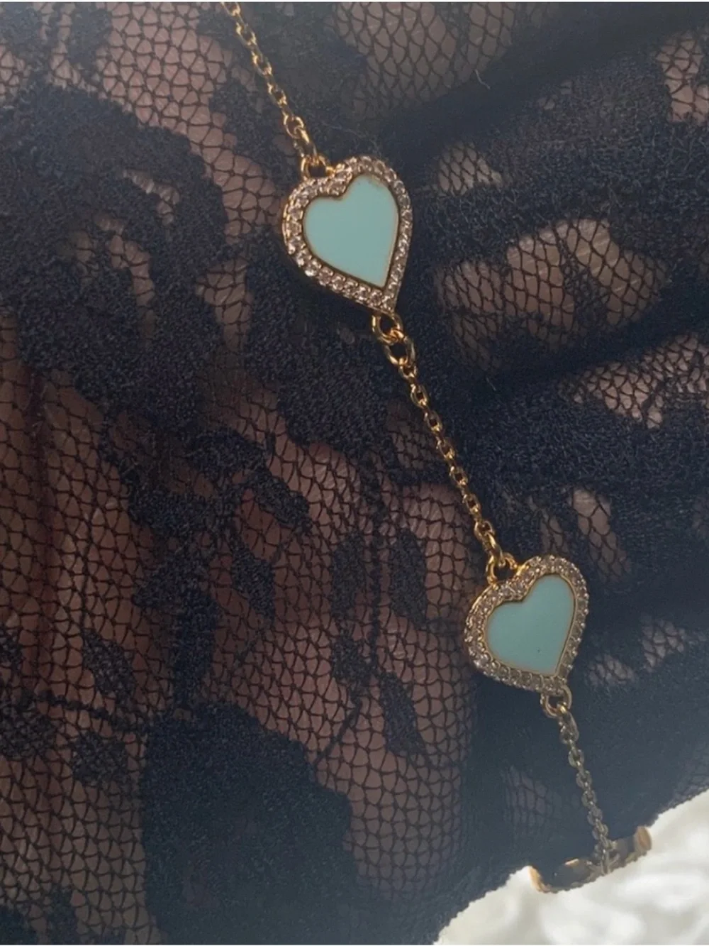 kate spade Gold Heart Bracelet with Mint Enamel hearts! NWT - Picture 10 of 10